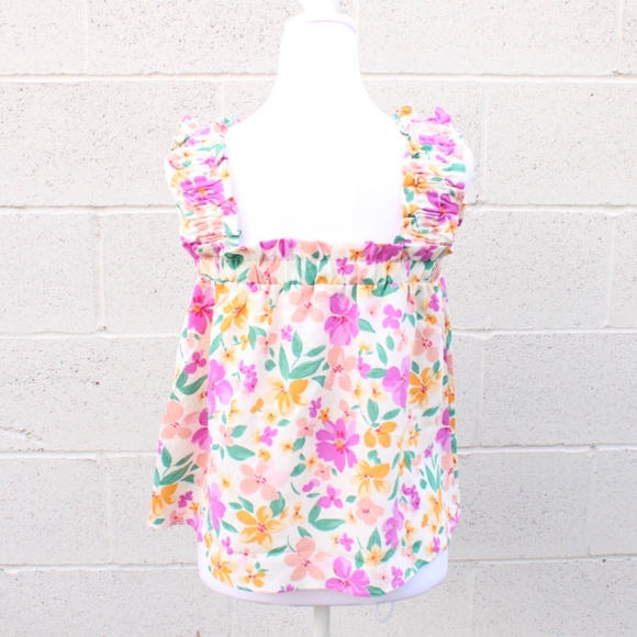 Flower Print Cinched Shoulder Top - Picture 4 of 4